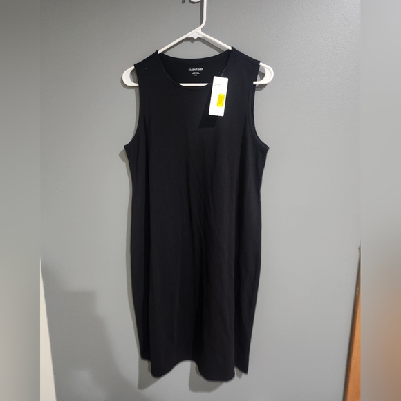 Eileen Fisher Classic Black Sleeveless Drees Organic Cotton Size Medium Nwt - Picture 1 of 4